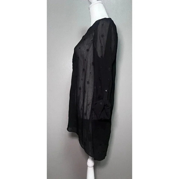 WHITE HOUSE BLACK MARKET Sheer Black Tunic Blouse Women’s Size 4 casual relaxed - Picture 3 of 7